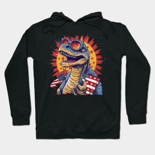 dinosaur  funny 4th of July Hoodie